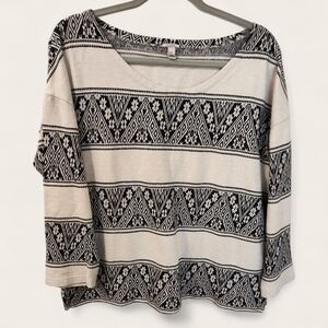 JCrew Navy & Cream Patterned Women's Top M